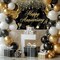 Extra Large Happy Anniversary Banner (70.8" x 43.3") - Black & Gold Fabric Photo Backdrop - Premium Polyester Anniversary Decorations for Wedding, Bridal Shower, Indoor & Outdoor Party Decor